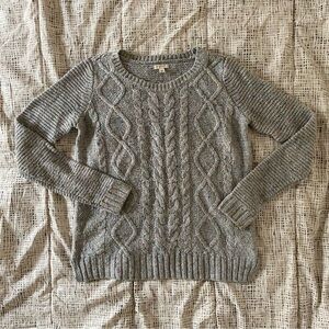 grey multicolored knitted sweater